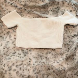 Ribbed off the shoulder crop top